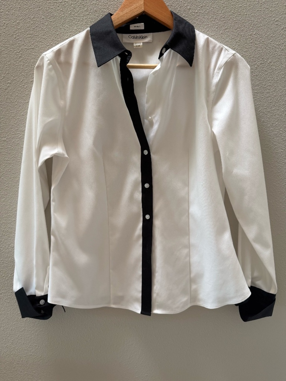 Dressy White & Black Blouse, Non Iron